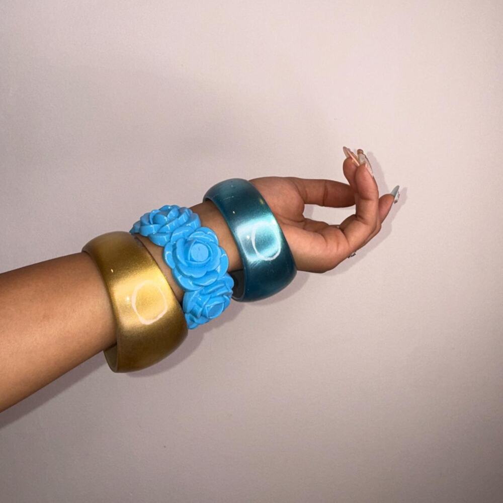 Blue and Gold Set of 3 Bangles